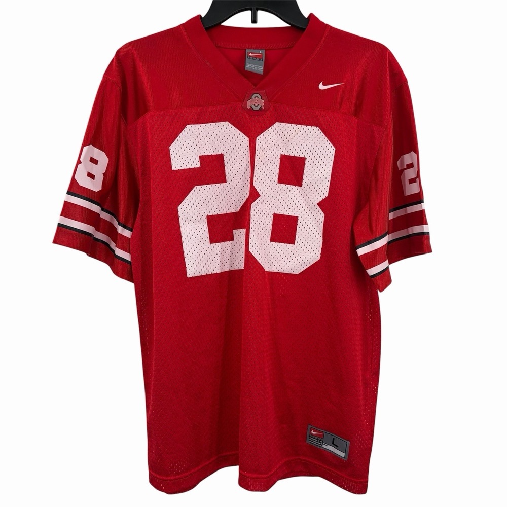 Nike‎ Ohio State OSU Buckeyes #28 Red Football Jersey Womens Size Large Mesh Red - Picture 2 of 9